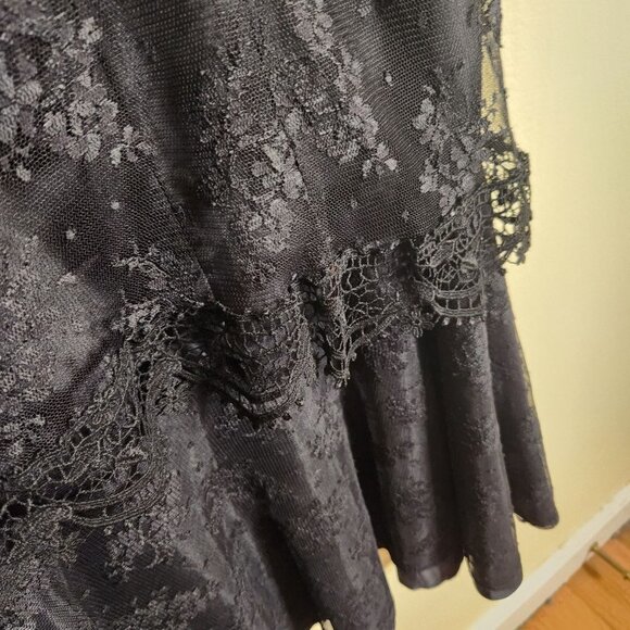 Vintage 80s Black Lace Midi Dress Barbara Chodos For Michael Marcella Size 4 - Picture 4 of 8